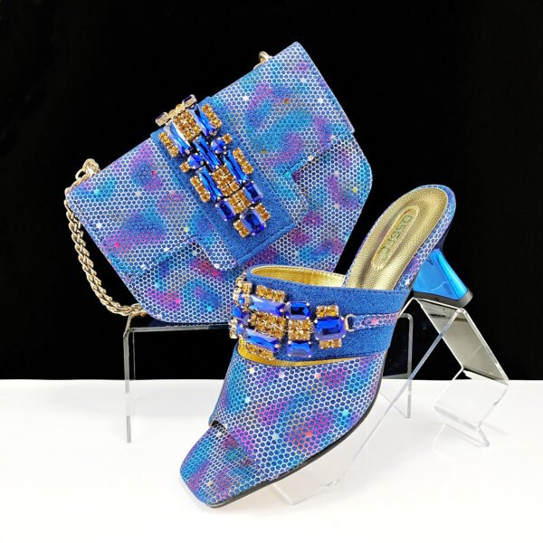 Women's Shoes And Bags Suit Camouflage Fabric Drill Buckle Decorative Casual High Heel Slippers - Image 8