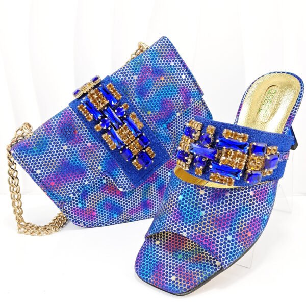 Women's Shoes And Bags Suit Camouflage Fabric Drill Buckle Decorative Casual High Heel Slippers - Image 6