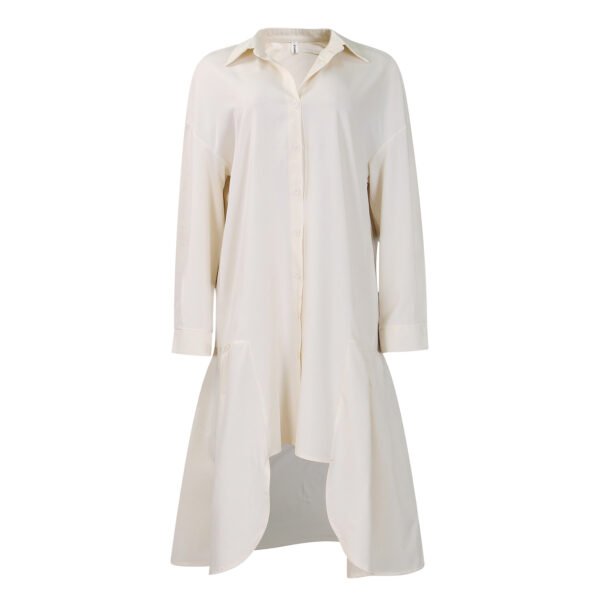 Long Sleeve Irregular Midi Dress Solid Color Plus Size - Image 6
