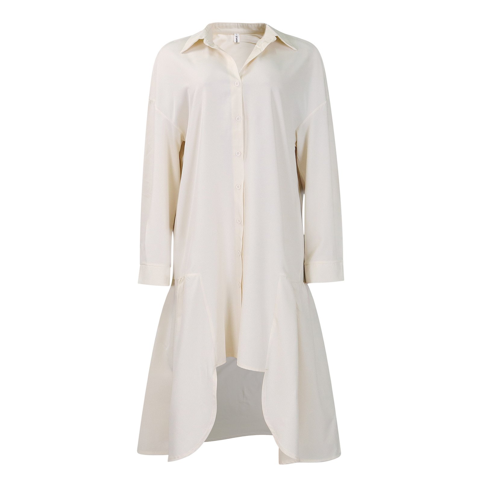 Long Sleeve Irregular Midi Dress Solid Color Plus Size - Image 6