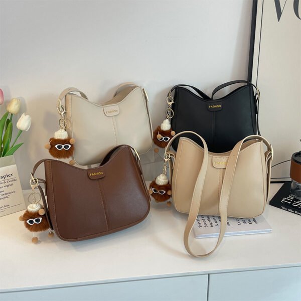 Casual Women's Shoulder Bag Fashion Large Capacity Crossbody Bags Women Solid Color Korean Style Simple Bucket Bag - Image 8