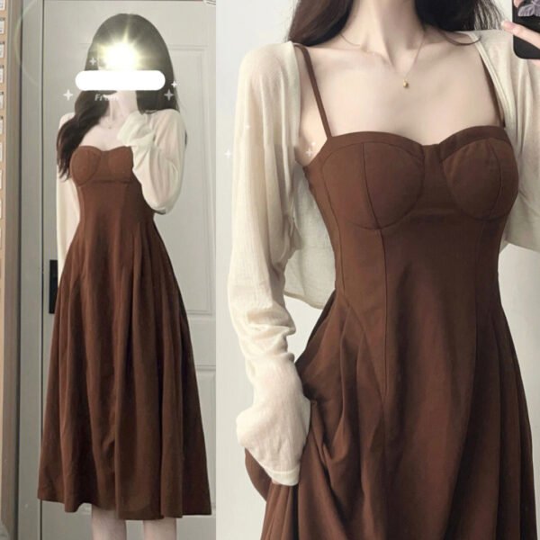 Women's Fashionable And Slim And Slender Peplum Dresses Set - Image 4