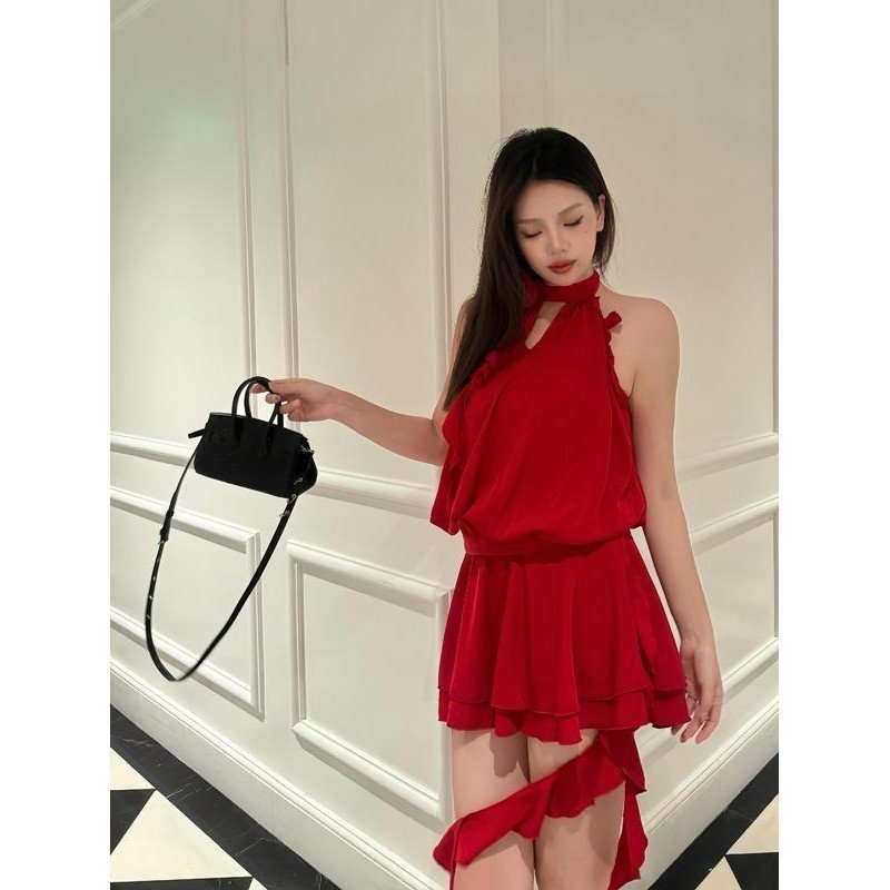 French Style Temperament High-grade Flower Halter Backless Dress - Image 2