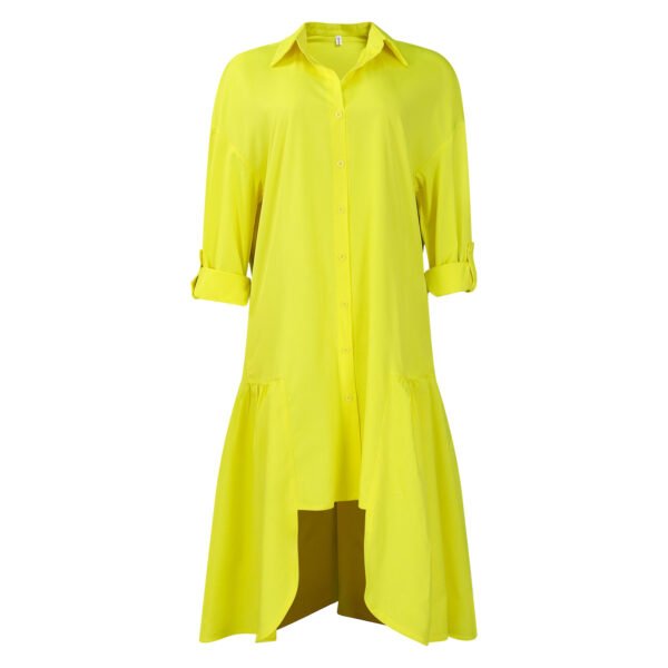 Long Sleeve Irregular Midi Dress Solid Color Plus Size - Image 3