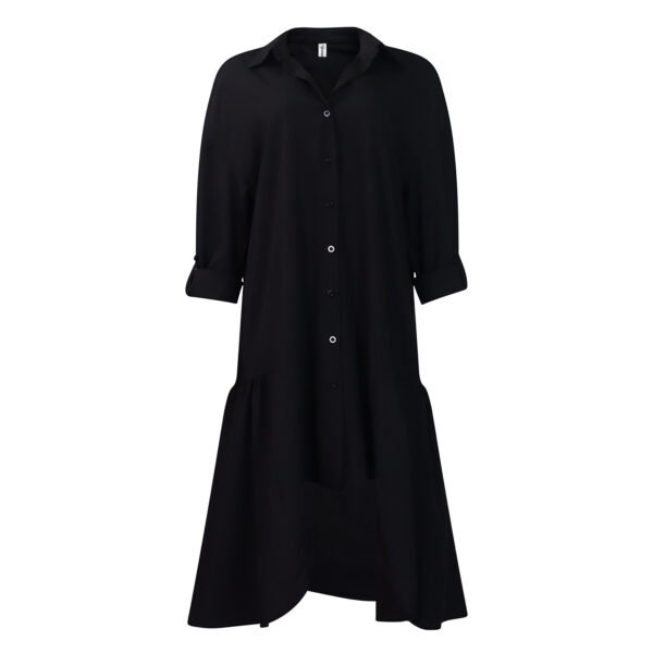 Long Sleeve Irregular Midi Dress Solid Color Plus Size - Image 4